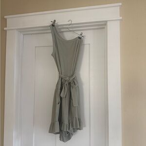 Ocean Drive One-Shoulder Sage Green Ruffle Dress